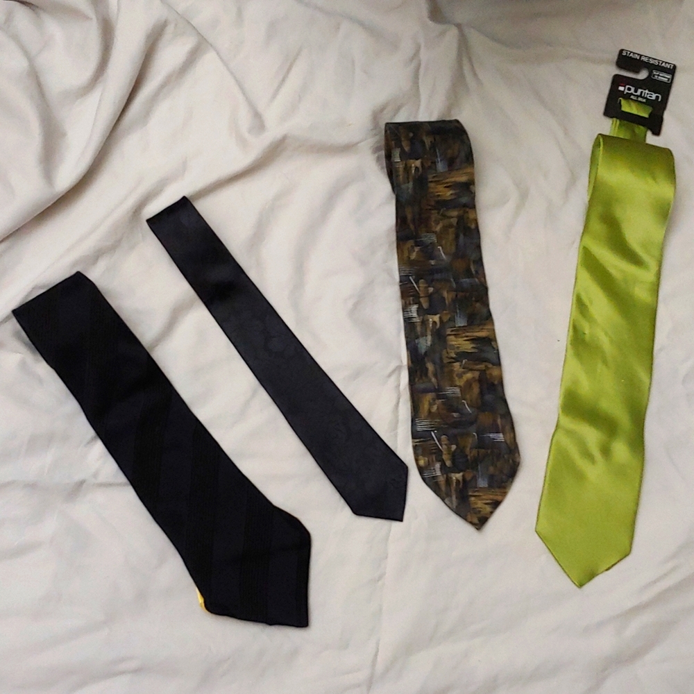 MIXED LOT OF 4 TIES * DONALD TRUMP * JORDACHE * ZYLOS * PURITAN